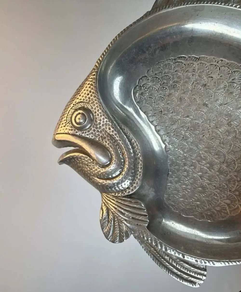 Vintage Cast Aluminum Fish Decorative Tray Serving Platter